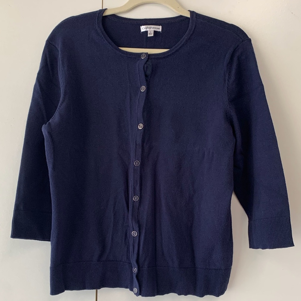 Croft & Barrow Women's Navy Button-Front Cardigan Sweater - sz L